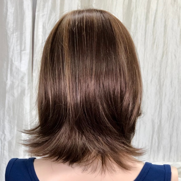 NWT Auburn Brown with Blonde Shoulder Length Wig - Picture 5 of 8